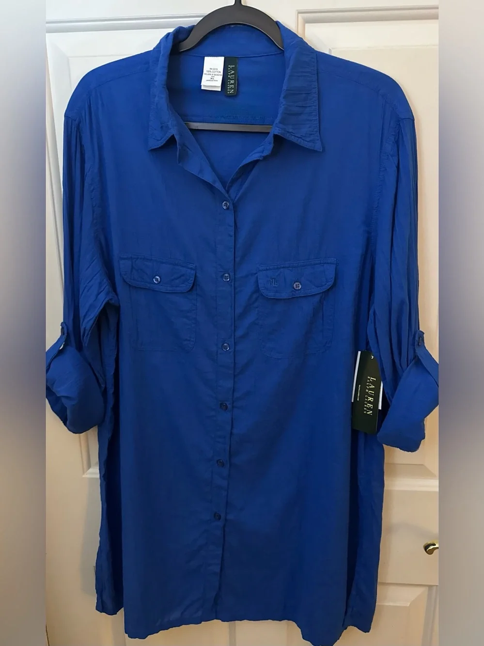 Lauren Ralph Lauren Coverup 100% Cotton Blue Coverup Size XL ** NWT**
